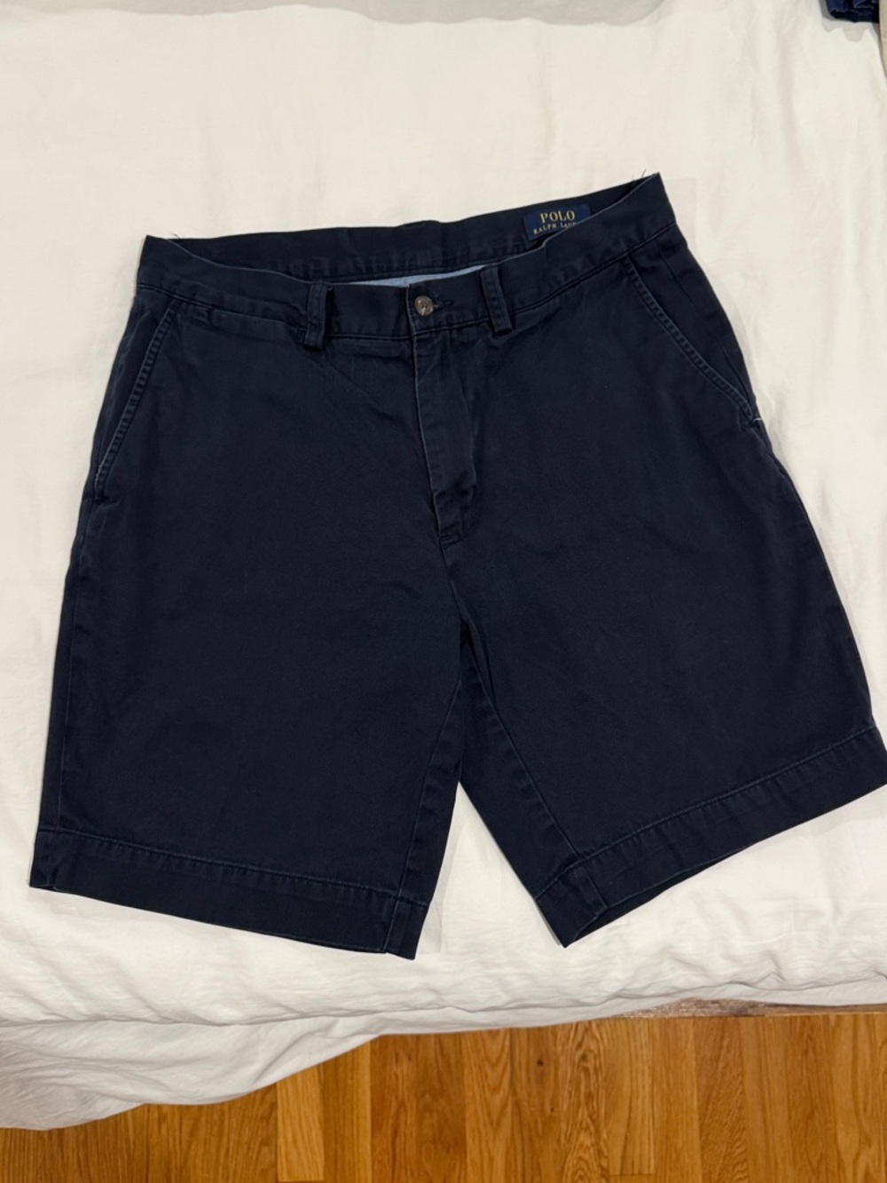 Polo by Ralph Lauren Navy Flat-Front Cotton Shorts